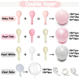 Pearl Pink White Balloon Arch Double Stuffed Pastel Light Pink White Cream Balloon Garland Kit With Bobo Balloons For Birthday Wedding Bridal Baby Shower Valentines Day Bachelorette Party Decor