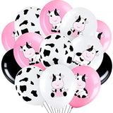 Cow Print Balloons: Pink, White & Black Farm Party Decor - 48pcs