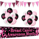 Breast Cancer Awareness Decorations, Survivor Party Banner Balloons Set