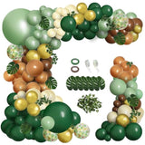 148Pcs Safari Balloon Arch Kit Sage Green Brown Jungle Animal Print Decor