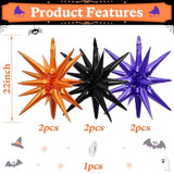 Black Orange Purple Star Balloons 22 Inch Foil Explosion Spike Balloons Party Decorations