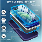 For Iphone 12 Case, Iphone 12 Pro Case, With Built In Screen Protector Heavy Duty Drop Protection Shockproof Dust Proof Protective Phone Cover For Apple Iphone 12/12 Pro Blue