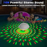 Bluetooth Pool Speaker,Floating Pools Speaker With Colorful Lights,Hot Tub Speakers Ip68 Waterproof P Ool Speakers,16W Loud Stereo Sound Bluetooth Speak Er,Tws Pairing Floating Speake R-White
