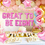 42 Pcs Great To Be Eight Birthday Decoration Girls Eight Is Great Birthday Balloons 8 Years Old Party Decoration 8 Balloon For Girls Birthday Party Decor Supplies