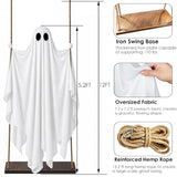 Hanging Ghost Halloween Decorations Outdoor, 7-12 FT Light Up Ghost Swing