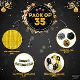 35pc New Year’s Eve 2025 Party Supplies Banner Gold Fringe Curtain