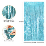 2 Pack Light Blue Tinsel Backdrop - 3.28 Ft X 6.56 Ft Fringe Backdrop, Glitter Foil Fringe Curtains For Party Decorations, Birthday, Bachelorette, Graduation, Wedding (Light Blue, 2 Pack)