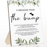 Cool Baby Shower Tabletop Decoration A Message From The Bump Wooden Baby Shower Games Sign Greenery Cute Gender Reveal Party Thank You Sign, 11.2 X 8.66 Inches(Greenery)