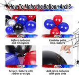 134Pcs Black Red And Blue Balloons Arch Garland Kit, Spider Theme Balloon Arch For Men With Foil Balloons For Baby Shower Spider Theme Birthday Party Decorations