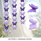 Yosawa 4 Pcs Large Paper Butterfly Banner Hanging Decorative, Curtain Hanging Paper Flower For Halloween Home Ceiling Decor Birthday Party Baby Shower Wedding Showcase Decoration?Zd/Purple?