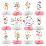 12PCS Baby in Bloom Wildflower Honeycomb Centerpieces – Floral Baby Shower Decor