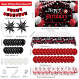 Red Birthday Decorations For Men Women Boys Girls, 75 Pcs Red And Black Party Decorations Happy Birthday Backdrop Banner Party Supplies Confetti Star White And Black Balloons Arch Tablecloth