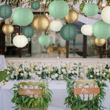 15-Pack Sage Green Gold Paper Lanterns Party Decorations