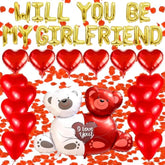 Will You Be My Girlfriend Balloons, I Love You Valentines Day Balloons Kit Will You Be My Girlfriend Decoration With 1000 Red Rose, Be My Girlfriend Proposal Heart Balloons Confession Decor