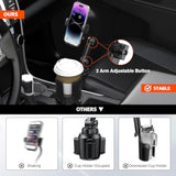 Newlest 2 In 1 Phone Mount For Car Cup Holder With Adjustable Base, Phone Holders For Car Cupholder, No Shaking 360° Flexible Neck Phone Mount For All 4-7” Smartphones, Cup Holder For Most Bottles
