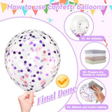50Pcs Pink & Purple Confetti Balloons, 12-Inch Metallic Latex for Birthday & Party Decor