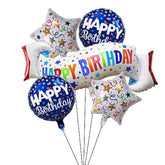 Birthday Decoration Set Colorful Happy Birthday Banner Balloon,Star And Circle Mylar Foil Balloon For Girls Boys Kids & Adults Birthday Decorations And Party Supplies 5Pcs