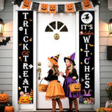 2PCS Halloween Trick or Treat Porch Banners Outdoor Indoor Front Door Decor