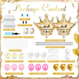 2 Princess Balloon Column Kits with Crowns & 100 Balloons for Baby Shower or Birthday Party