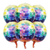 6 Pcs Disco Ball Balloons Colorful Mylar For Party Decor 22 Inch Large 4D Round Metallic Foil 70S 80S 90S Decorations Birthday Bachelorette