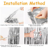 Streamer Party Decorations - 3.28 Ft X 6.56 Ft Metallic Foil Fringe Curtains Party Streamer Photo Backdrop For Birthday, Wedding, Baby Shower & Holiday Decor