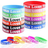 36Pcs Jesus Loves You Bracelets Colorful Silicone Wristbands Rubber Bracelets Christian Jesus Wristbands Inspirational Bracelet For Men Women Kids Party Favors
