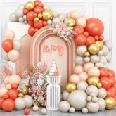 Boho Orange Balloon Arch Kit: Gold, Nude, White Sand - 107 Pieces