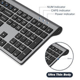 Rechargeable Wireless Keyboard, 2.4G Full Size Ergonomic Scissor Switch Keyboard, Qwerty Layout Silent Keyboard, 12 Multimedia Shortcut Keys For Pc/Desktop/Laptop/Windows-Gray