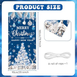 Christmas Door Cover For Front Door - Merry Xmas Banner Blue Silver Christmas Tree Themed Door Banner Decorations, Merry Christmas And Happy New Year Backdrop For Holiday Party Supplies