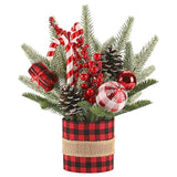 Small Winter Buffalo Check Plaid Christmas Tree, Artificial Mini Tabletop Christmas Tree Decorations With Xmas Ornaments, For Home Party Thankgivings Decor, Red/Black-Indoor
