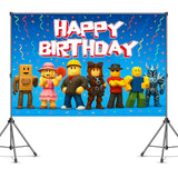 Video Game Birthday Banner 6x4ft Pixel Backdrop for Boys Party