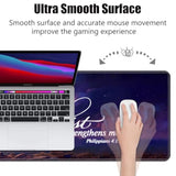 Desk Pad Mat Gaming Mouse Pads With Coasters, Large Extended Gaming Mousepad (31.5 X 11.8 Inch) With Non-Slip Base & Stitched Edge For Home Office Work Gaming, Bible Verse Philippians 4:13
