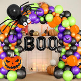 149Pc Halloween Balloon Arch Kit – Orange Black Purple Green with Pumpkin & Ghost