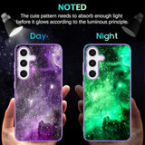For Samsung Galaxy S25 Case, Glow In The Dark, Slim Fit Hard Pc Soft Flexible Tpu Bumper Shockproof Drop Protective Women Men Protective Phone Cover Casefor Galaxy S25 6.2", Purple Nebula