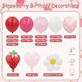 148Pcs Strawberry Balloons Garland Arch Kit For Berry First Birthday Decor, Strawberry And Daisy Foil Pastel Balloon Arch For Valentine'S Day Baby Showers Strawberry Shortcake Birthday Decorations