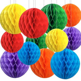 Rainbow Paper Honeycomb Balls,12 Pack Colourful Hanging Tissue Pom Poms For Birthdays,Weddings,Fiesta,Home Party Decoration