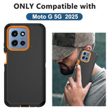 For Moto G 5G 2025 Case, With 2 Screen Protector Heavy Duty Drop Protection,Full Body 3 In 1 Rugged Shockproof Dust-Proof Protective Phone Cover For Motorola Moto G 5G 2025 (Orange)