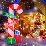 9 Ft Tall Christmas Inflatables Outdoor Decorations, Inflatables Candy Cane With Road Sign Blow Up Merry Christmas Bag Y