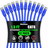 Maximm Cat 6 Ethernet Cable 1.5 Ft, (12-Pack) Cat6 Cable, LAN Cable, Internet