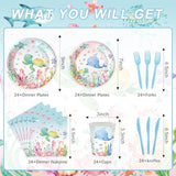 120Pcs Under The Sea Party Supplies For Ocean Theme Baby Shower Birthday Party Underwater World Creatures Decorations Ocean Sea Animal Plate Cup Napkin Knives Forks For 20 Guests