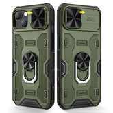For Iphone 14 Case, Iphone 13 Case With Camera Cover & Kickstand With Built-In 360°Rotate Ring Stand Heavy Duty Protective Phone Cover Case For Iphone 14 & Iphone 13 - Green