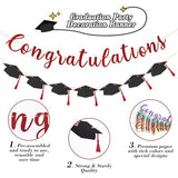 Class of 2026 Graduation Decorations Pre-Strung Glitter Congratulations Banner with Grad Cap Banner Graduation Garland for High School College 2026 Grad Party Supplies(Purplish Red)