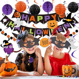 Halloween Banner Decorations with Honeycomb Ball Swirl Streamer and Circle Dot Garland