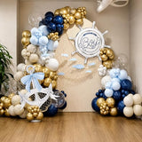 Nautical Balloon Arch Kit, 108 PCS Navy Blue Sand White Gold Clear Balloon Garland for Nautical Theme Baby Shower It’s a Boy Sailor Birthday Anchor Sea Sailing Cruise Ocean Animals Party Decorations