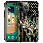 Compatible With Iphone 14 Case,All-Round Protection Shockproof Anti-Scratches Tpu Cover,Cases For Man Woman-Camo American Flag Bass Fish