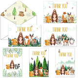 72 Pcs Woodland Thank You Cards Baby Showers 36 Forest Envelopes And 36 Bear Forest Greeting Thank You Watercolor Animal Blank Notes Cards For Birthday Kids Baby Shower Party