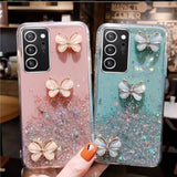 For Samsung Galaxy A16 5G Glitter Case, Cute 3D Butterfly Bling Glitter Sparkle Shiny Soft Tpu Silicone Clear Shockproof Women Girls Slim Thin Protective Phone Case For Galaxy A16 5G (Blue)