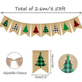 Plaid Christmas Tree Burlap Banner Red Black Buffalo Check Christmas Garland Banner Green Christmas Gingham Banner Holiday Party Banner For Mantle Fireplace Wall Door Xmas Party Supplies Decor