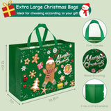 12 Pack Extra Large Christmas Gift Bags, Reusable Tote Bags With Handle Non-Woven Christmas Bags For Gifts Wrapping Xmas Holiday-16.9 * 12.6 * 7.1”