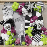 172Pc Halloween Balloon Arch Kit β Purple Green Black White with Skull Foils